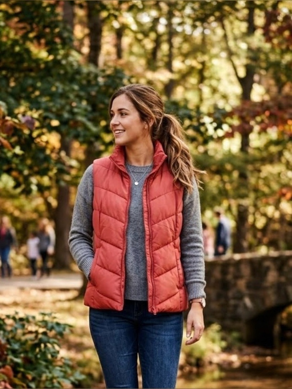 Aeropostale Coral Quilted Puffer Vest